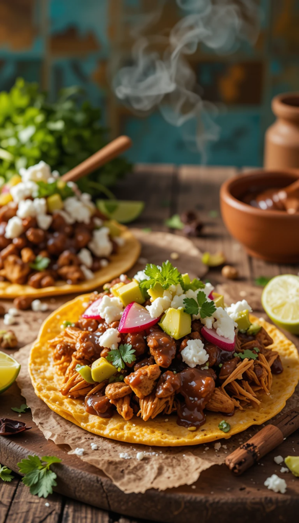 Chicken Mole Tostadas: A Flavor Fiesta on a Crispy Tortilla