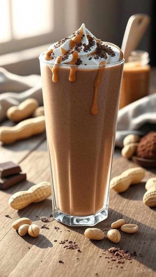 Chocolate Peanut Butter Protein Shake (Tastes Like Dessert!)