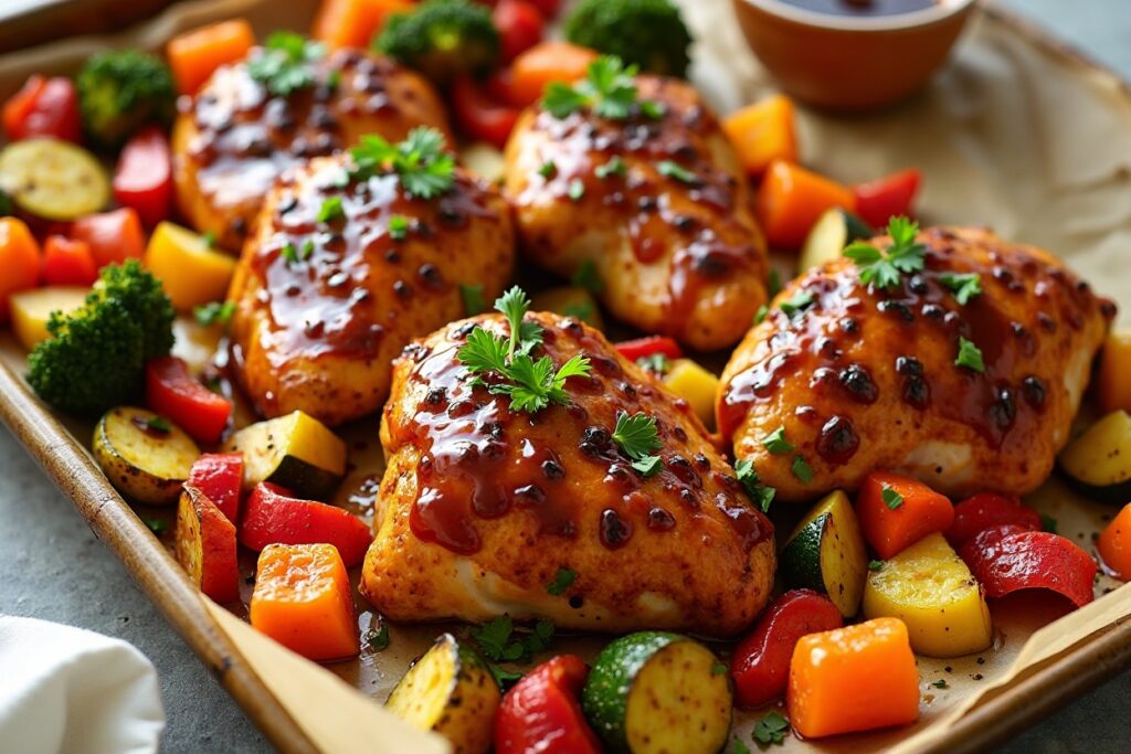 Honey Balsamic Chicken Breasts & Veggies (Sheet-Pan)