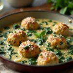 Creamy Spinach Turkey Meatballs Recipe Easy Healthy One-Pan Dinner