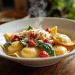 Creamy Sun-Dried Tomato Spinach Ravioli in Rich Garlic Sauce