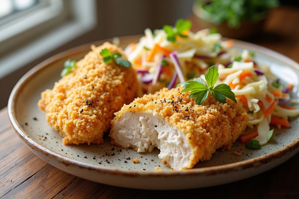 Crispy Crunchy Chicken with Creamy Caesar-Style Slaw