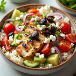 Juicy Greek Chicken Bowls With Tzatziki And Fresh Vegetables