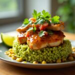 Honey Lime Chicken and Avocado Rice Stack Dinner Recipe