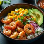 Shrimp & Avocado Bowls with Mango Salsa and Zesty Lime-Chili Sauce