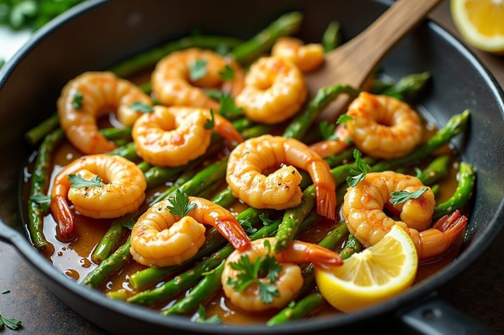 Lemon Garlic Shrimp with Asparagus Easy Healthy 20 Minute Dinner Recipe