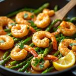 Lemon Garlic Shrimp with Asparagus Easy Healthy 20 Minute Dinner Recipe