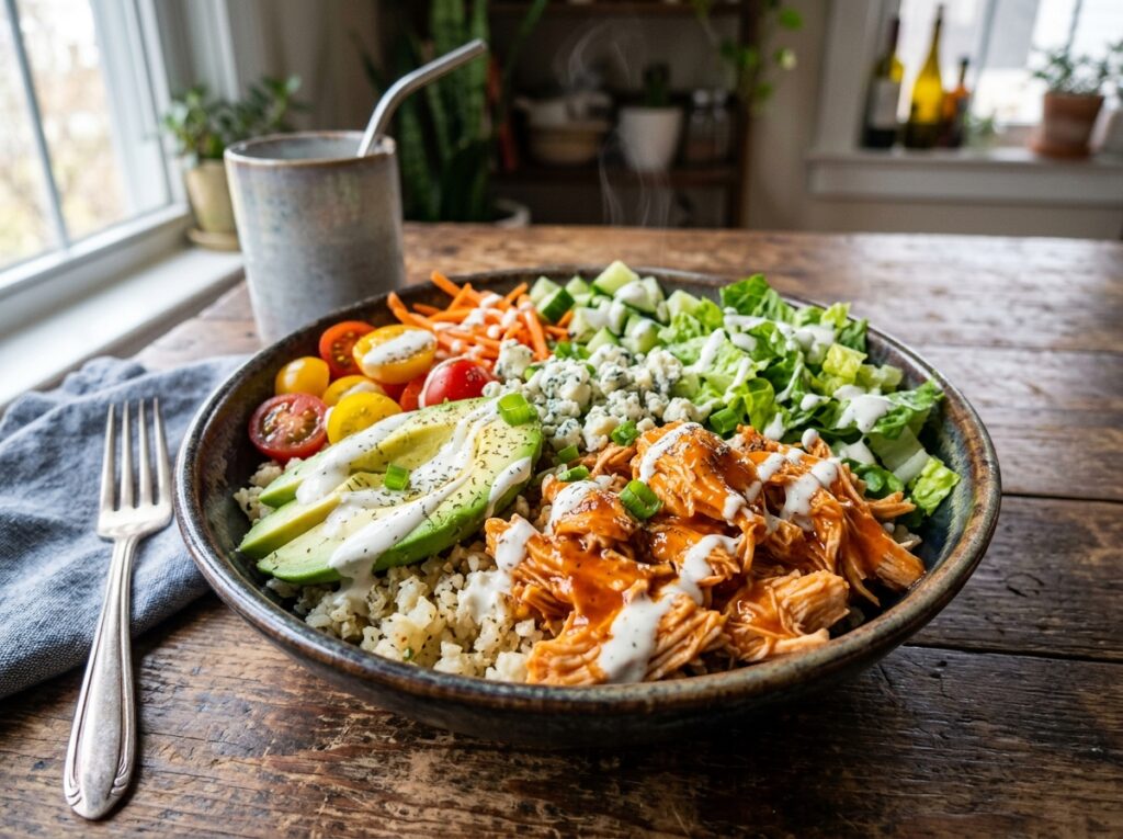 Buffalo Chicken Cauliflower Rice Bowl Recipe Healthy High Protein Low Carb Dinner