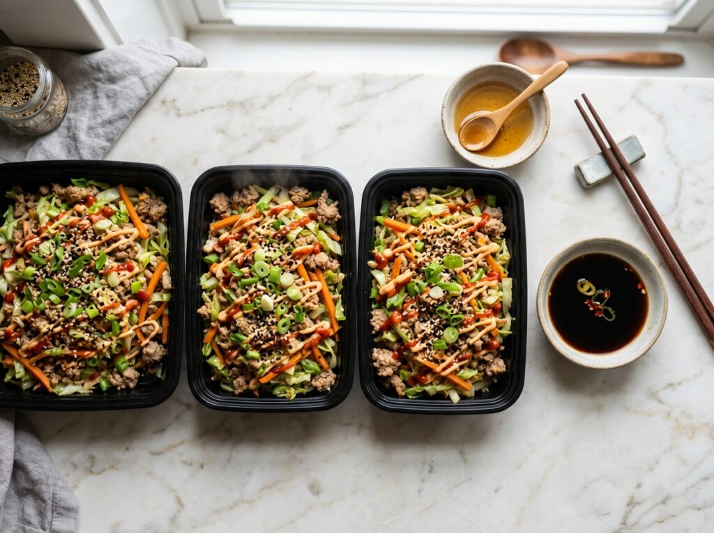 Easy Egg Roll in a Bowl Meal Prep Recipe for High Protein Healthy Dinners