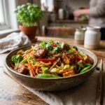 Garlic Tofu Veggie Noodle Bowl Easy Healthy Dinner Recipe