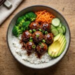 Honey Garlic Meatball Rice Bowl Easy Better Than Takeout Dinner