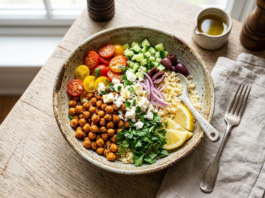 Mediterranean Chickpea and Couscous Bowl Easy Healthy Mediterranean Recipe