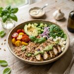 Pesto Chicken Farro Bowl Healthy High Protein Dinner Recipe