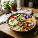Shrimp Avocado Brown Rice Bowl Healthy High Protein Dinner Recipe