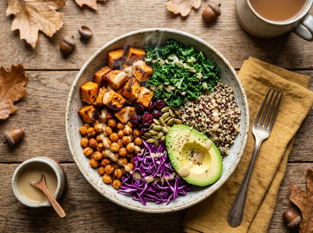 Sweet Potato and Kale Harvest Bowl Healthy Cozy Meal Recipe