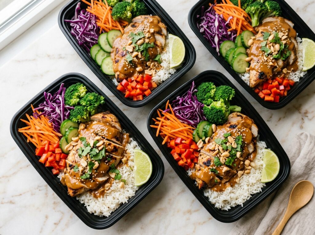 Thai Peanut Chicken Meal Prep Bowl Easy High Protein Lunch Recipe