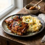 Chipotle Honey Chicken Thighs with Smoked Gouda Mashed Potatoes High Protein Comfort Food Recipe