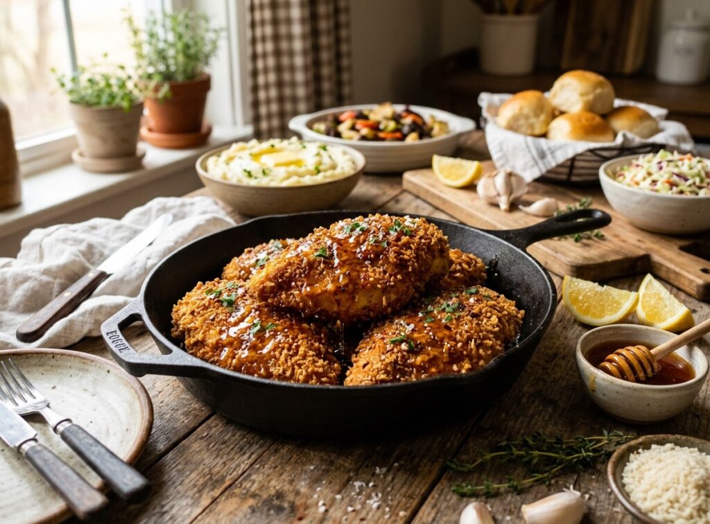 Baked Crunchy Hot Honey Chicken Recipe Crispy Sweet and Spicy Oven Baked Dinner
