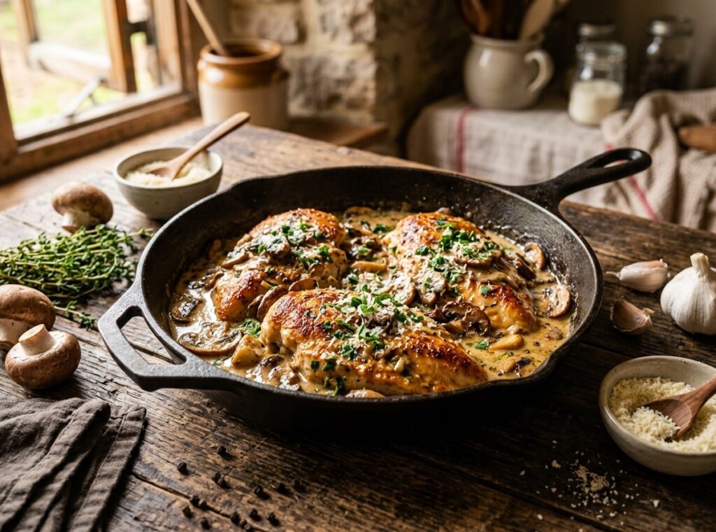 Creamy Mushroom Chicken Recipe Easy One Pan Creamy Chicken Dinner