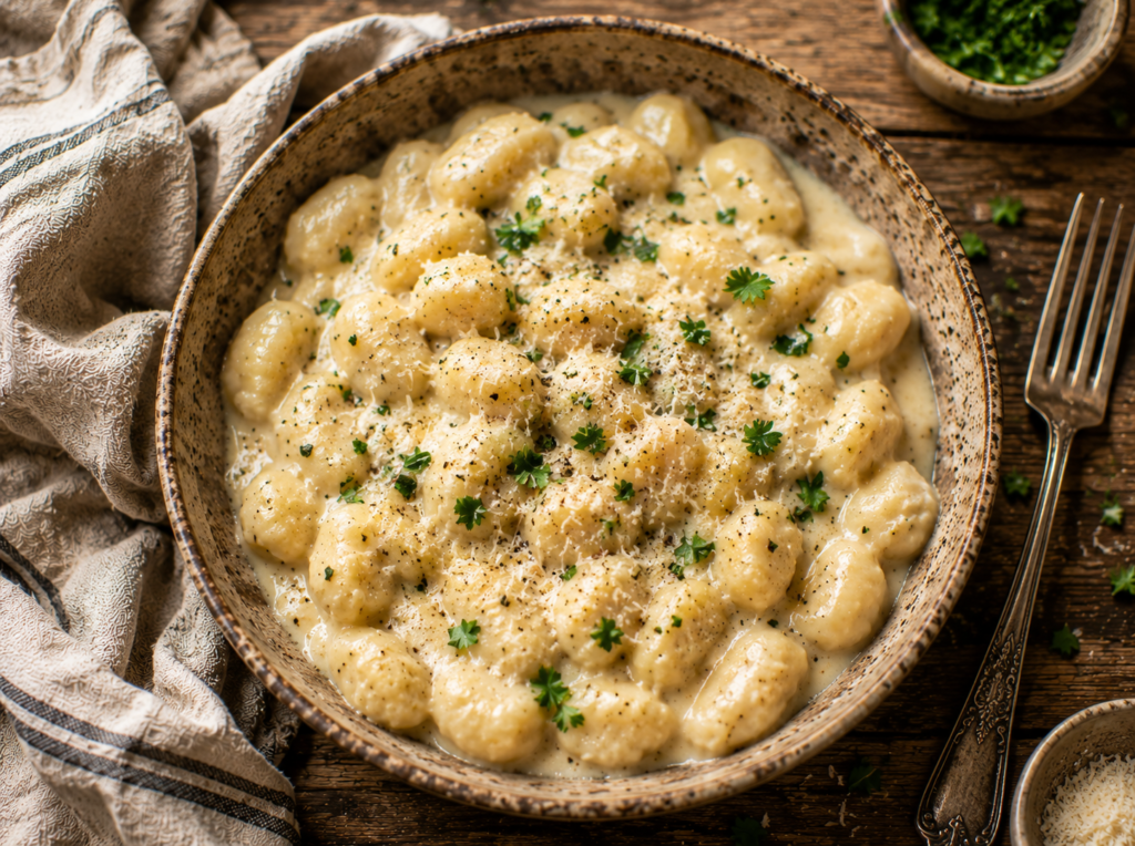 15 Minute Creamy Alfredo Gnocchi