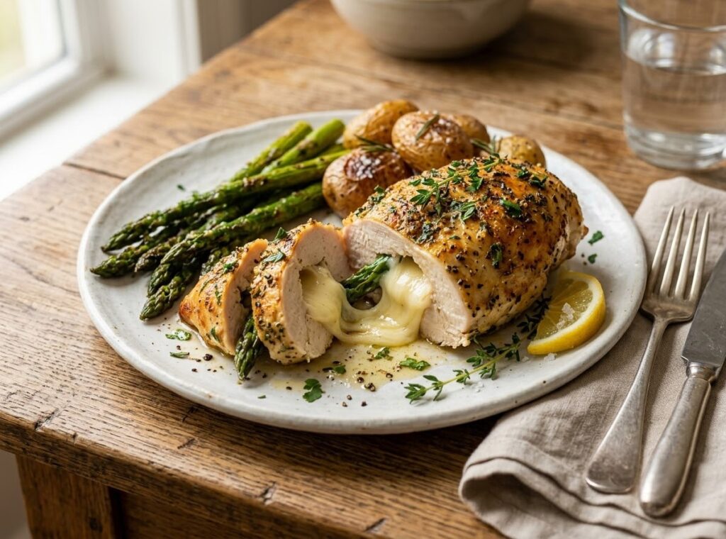Asparagus & Provolone Stuffed Chicken Breast Easy Cheesy Dinner Recipe