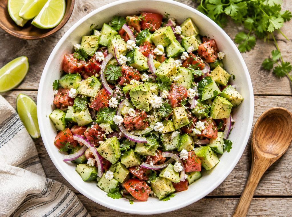 Easy Cucumber Tomato Avocado Salad Recipe – Fresh & Ready in 10 Minutes