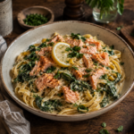 Lemon Spinach Salmon Pasta